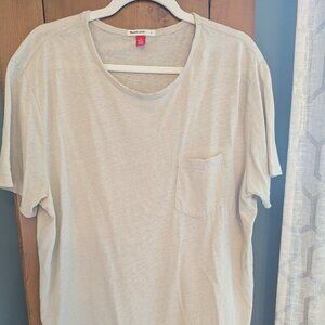 Marine Layer Relaxed Hemp Cotton Pocket Tee – Sand (Cream, off-white), Large